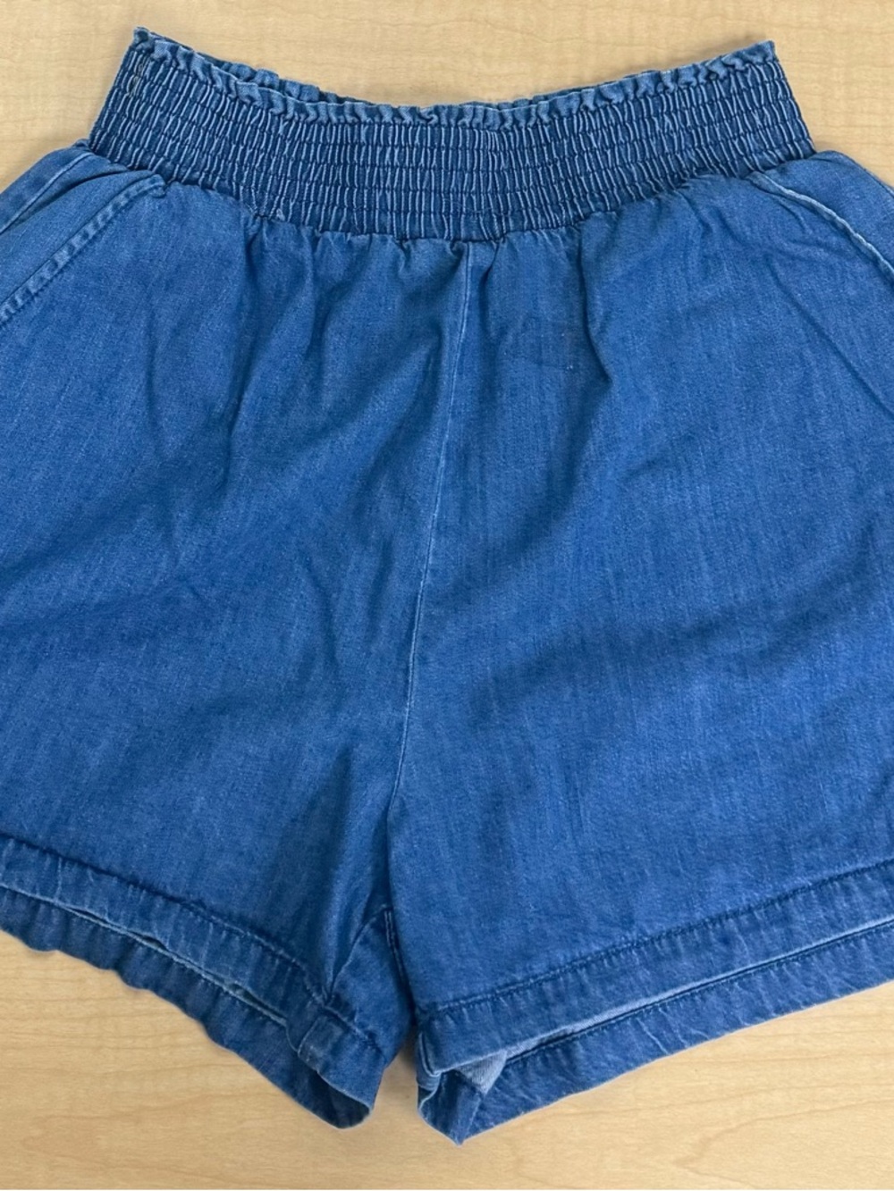 Universal Thread Blue Smocked-Waist Denim Shorts AS